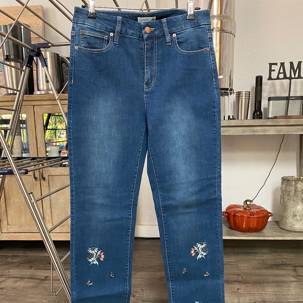 NEW Coldwater Creek Embroidered Denim Size 8